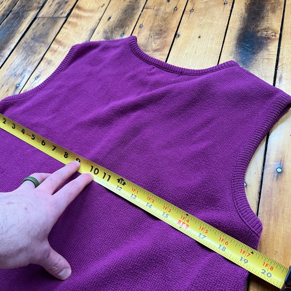 VTG LL Bean Women’s Large Purple Cardigan Sweater Vest Button USA Made 70’s 80’s - Picture 5 of 6
